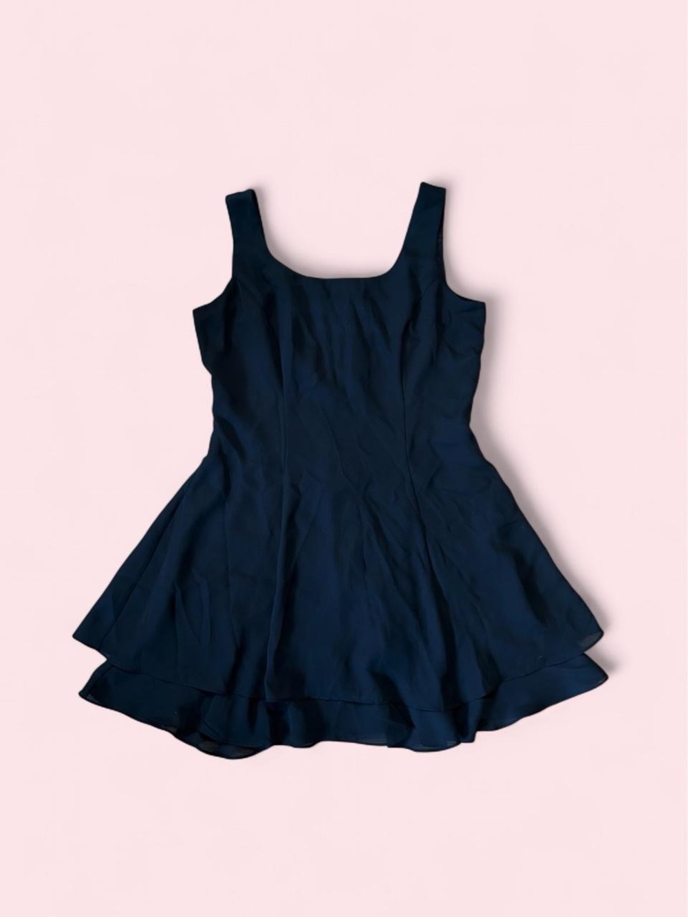Vintage Little Black Dress - Sleeveless Layered Mini Dress